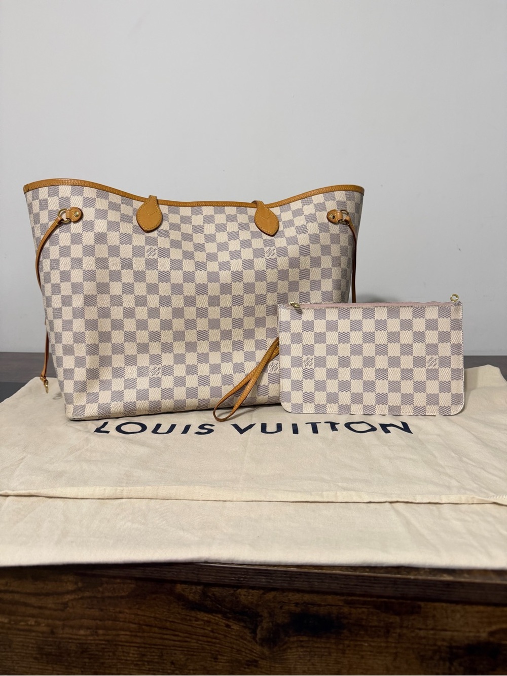 Louis Vuitton Neverfull GM Damier Azur with Pouch & Organizer